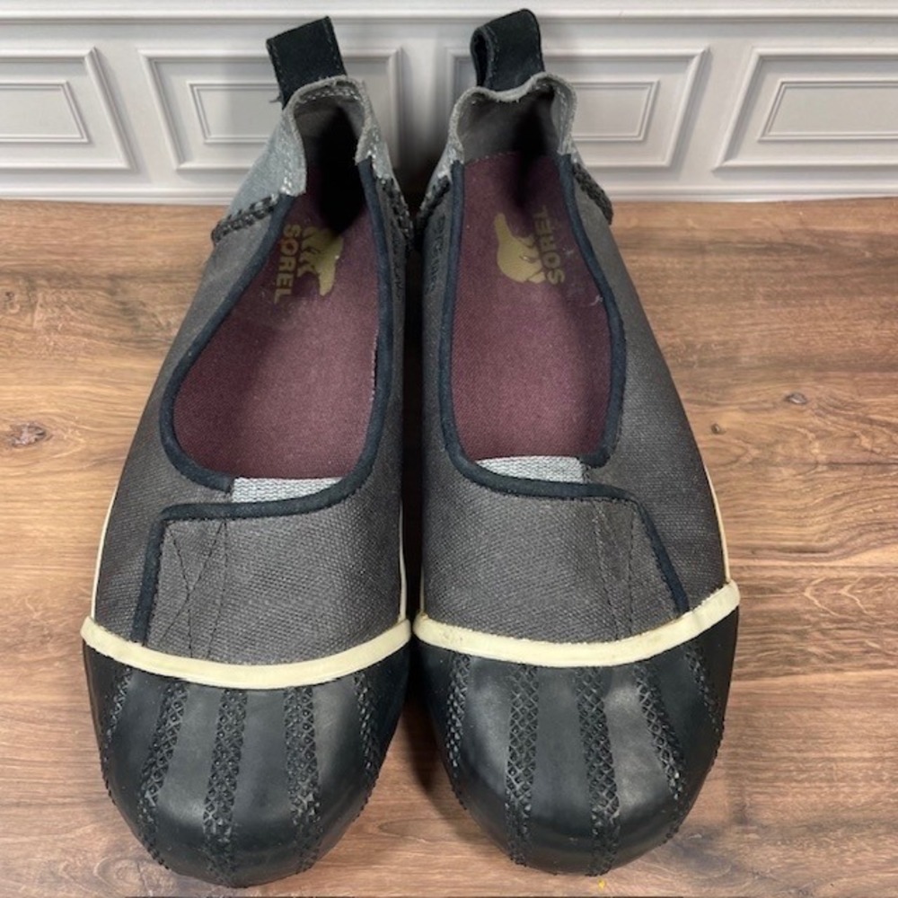 Sorel Sentry Womens Slip On Canvas Rubber Toe Canvas Gray Duck Shoes Flats 6.5 - Picture 2 of 9